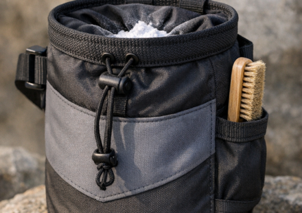 Bolsa de magnesio negra con cepillo de escalada