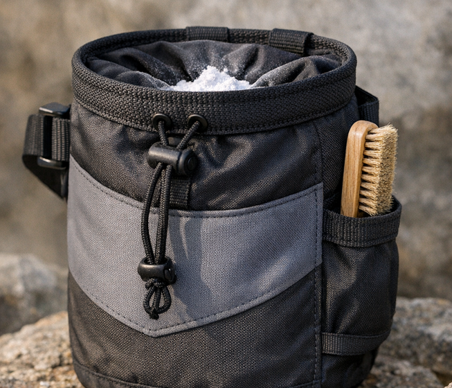 Bolsa de magnesio negra con cepillo de escalada