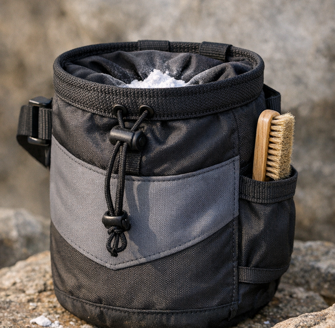 Bolsa de magnesio negra con cepillo de escalada